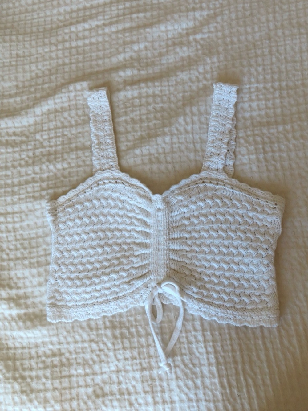 Hollister California White Knit Tie-Front Bralette Top